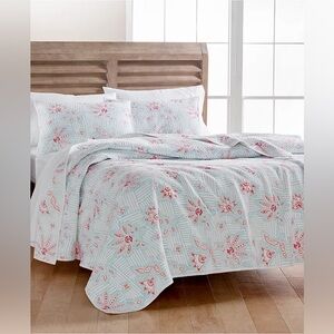 Martha Stewart Collection King Size Fully Embroidered Quilt 2 Shams 100% Cotton
